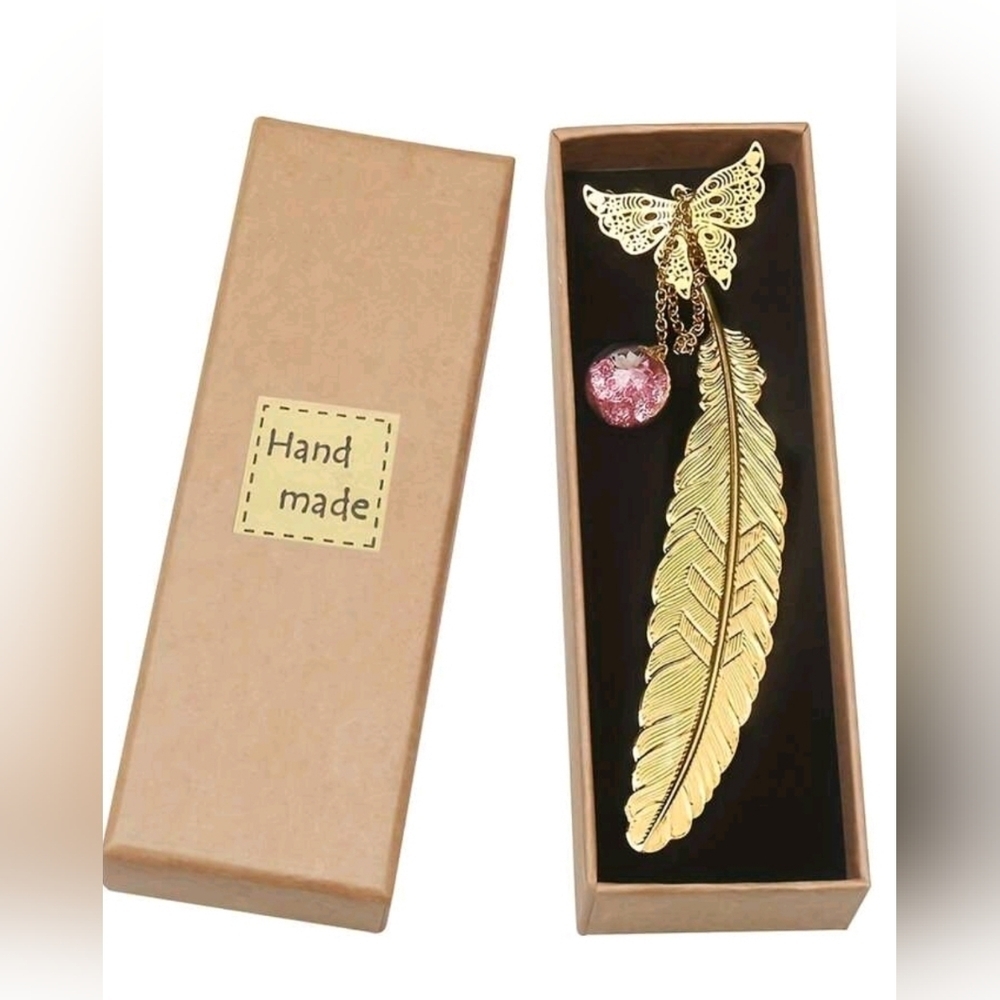 ✨️▪️1pc Metal Feather & Butterfly Shaped Bookmark Gift For  Readers, Teachers,